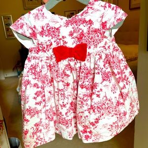 Janie and Jack 6-12 month red and white toile Holiday dress
